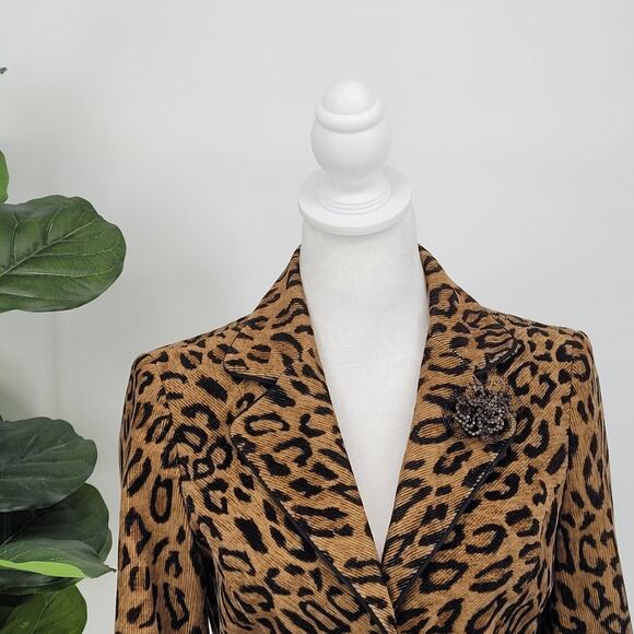 Bebe Leopard Print Blazer Womens Size 8 Power Chic Retro Y2K Bold Classic Jacket - Picture 3 of 10